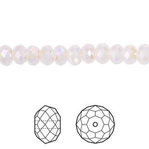 Bead 360pk rose water opal shimmer 2X, Swarovski&reg; 6x4mm rondelle 5040