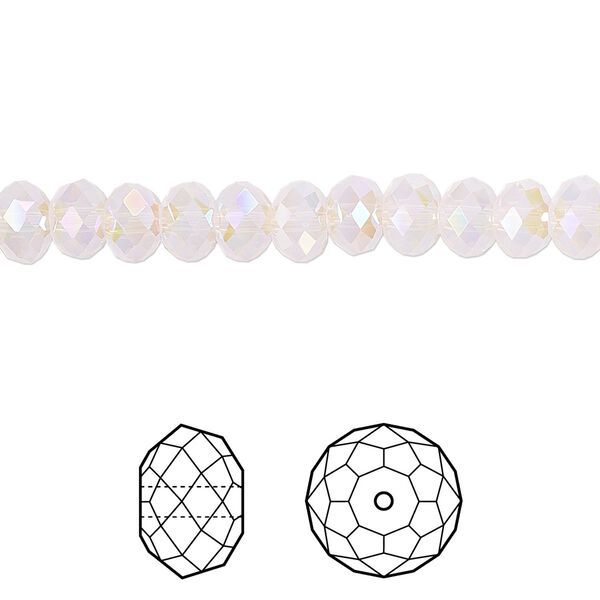 Bead 360pk rose water opal shimmer 2X, Swarovski&reg; 6x4mm rondelle 5040 image number 0