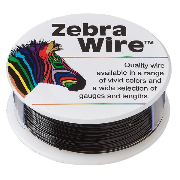 Wire, Zebra Wire&trade;, color-coated copper, black, round, 24 gauge. Sold per 1/4-pound spool, approximately 71 yards. image number 0