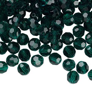 Bead 144pk emerald, Preciosa Czech crystal 6mm round