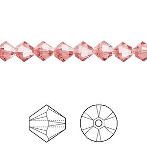 Bead 24pk rose peach, Crystal Passions&reg; 6mm bicone 5328