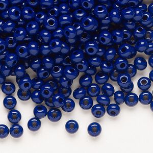 Seed bead, Preciosa Ornela Czech glass, pkg/50g, #6 rocaille, opaque cobalt blue, (33070).