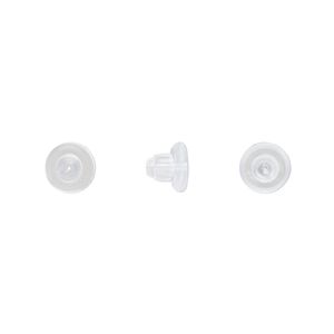 Earnut 1pkg100, 6.5x5mm disc, "rubber" clear 50 pair
