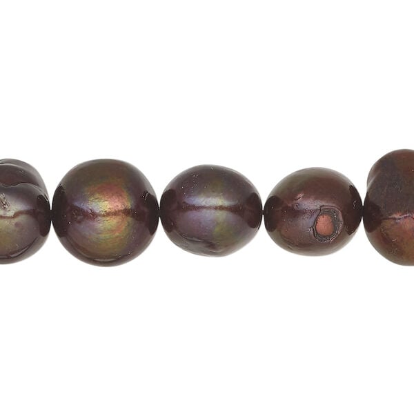 Freshwater 1pkg1, flat-sided potato pearl, 15 inch black cherry 12-15mm cultured image number 0