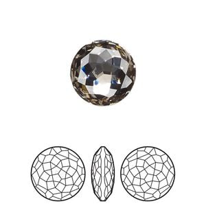 Round stone 1pk black diamond foil back, Crystal Passions&reg; 14mm fancy round 1383