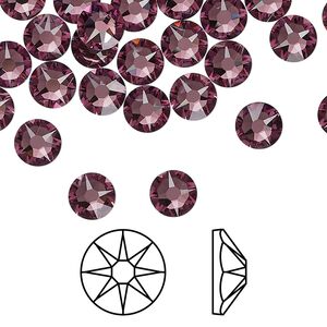 Flat back 144pk iris foil back, Crystal Passions&reg; 6.32-6.5mm rose round SS30 2088