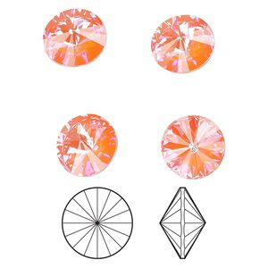 Chaton 4pk crystal orange glow DeLite, Crystal Passions&reg; 12mm rivoli 1022