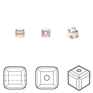 Bead 48pk rose peach, Crystal Passions&reg; 4mm cube 5601