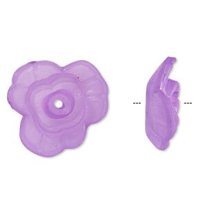 Component, acrylic, frosted violet, 21x8mm flower. Sold per pkg of 50.