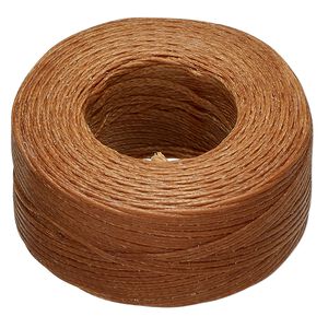 Thread, Hemptique&reg;, polyester, pkg/50 yards, light brown, 0.8mm braided flat.