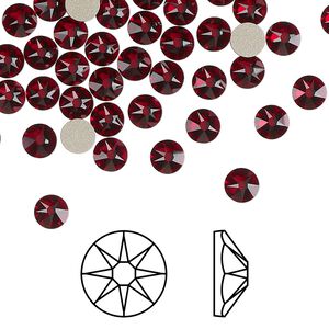 Flat back 1440pk Siam foil back, Swarovski&reg; 4.6-4.8mm rose round SS20 2088