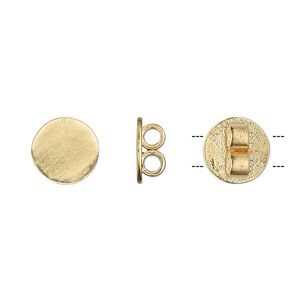 Bolo slide 1pkg1 gold-plated, 10mm round / approx 2.2mm inside diameter, brass / JBB Findings