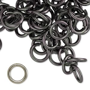 Jump ring 1pkg100 aluminum, 10mm round, 14 gauge / 6.8mm inside diameter / gunmetal
