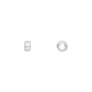 Bead 1pkg4 sterling silver, 5x3mm textured rondelle
