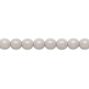 Bead, Preciosa, Czech glass druk, opaque light grey, 6mm round. Sold per 15-1/2" to 16" strand.