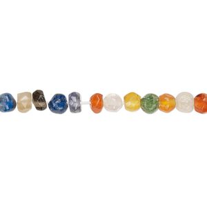 Multi-gemstone / glass 1pkg1, hand-cut faceted mixed shape bead 12 inch 3x1mm-5x4mm