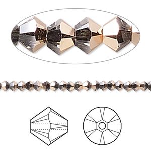 Bead 144pk crystal rose gold 18Kt gold plate, Crystal Passions&reg; 3mm bicone 5328