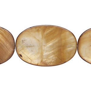 Mother-of-pearl shell 1pkg1, flat oval bead 15 inch brown 29x20mm-30x21mm