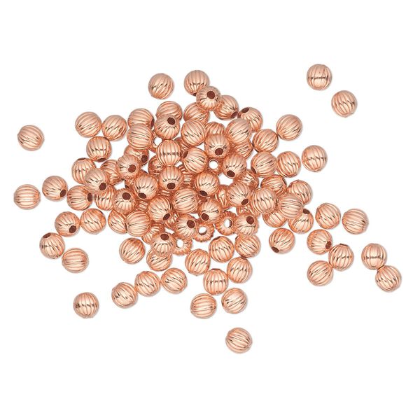 Bead 1pkg1000 copper, 3mm corrugated round, clear-coated image number 0