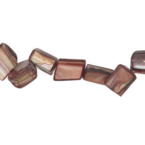 Mother-of-pearl shell 1pkg1, triangle tube bead 14 inch dark copper rose 8x7mm-10x8mm