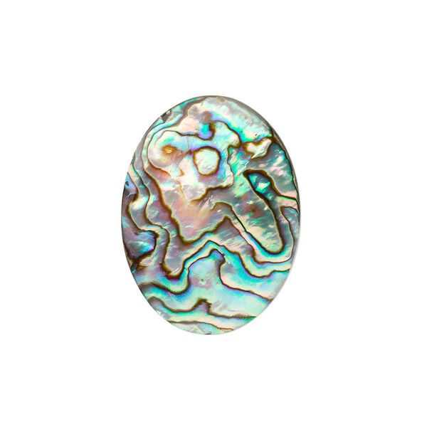Cabochon, abalone shell (coated), 25x18mm calibrated oval, Mohs hardness 3-1/2. Sold individually. image number 0