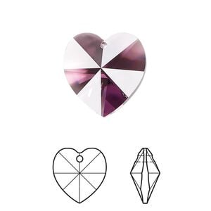 Drop 2pk amethyst, Crystal Passions&reg; 18mm pendant heart 6228