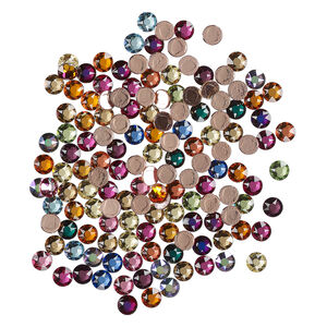 Flat back mix 1pkg144 mixed colors, Crystal Passions&reg; rhinestone 4.60-4.80mm hotfix round SS20 2078HF