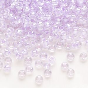 Seed bead, Preciosa Ornela Czech glass, pkg/50g, #6 rocaille, translucent color-lined luster pastel violet, (382PV).