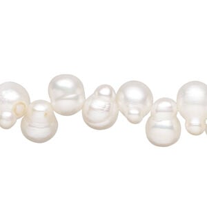 Freshwater pearl 1pkg1, top-drilled freeform, 15 inch white 10x8mm-13x9mm cultured