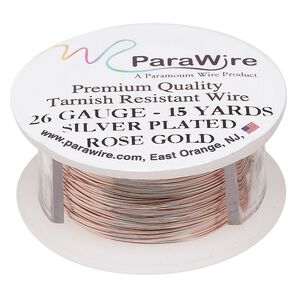 Wire, ParaWire&trade;, rose gold-finished copper, round, 26 gauge. Sold per 15-yard spool.