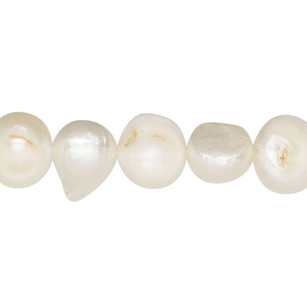 Freshwater 1pkg1, flat-sided potato pearl, 15 inch white 9-11mm cultured image number 0