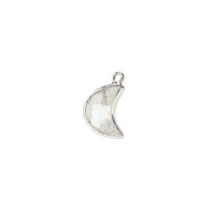 Drop sterling silver labradorite 1pk 11x8mm hand-cut faceted 2-sided half moon, natural