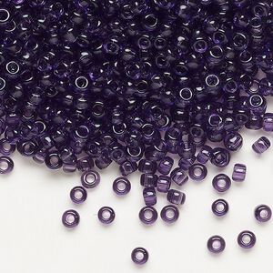 Seed bead, Dyna-Mites&trade;, glass, transparent purple, #8 round. Sold per 1/2 kilogram pkg.