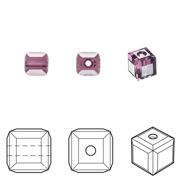 Bead 48pk amethyst, Crystal Passions&reg; 6mm cube 5601 image number 0