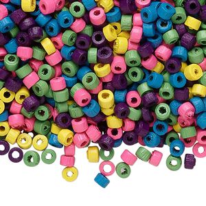 Bead mix, wood, mixed colors, 3x2mm heishi. Sold per 400-gram pkg, approximately 45,000 beads.