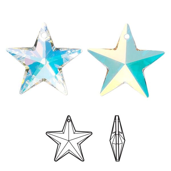 Drop 48pk crystal AB, Crystal Passions&reg; 20x19mm pendant star 6714 image number 0
