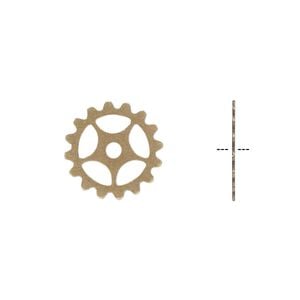 Component 1pkg10, antiqued brass-plated brass, 15.5mm round gear.