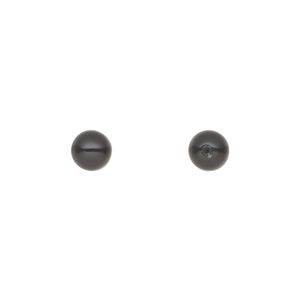 Pearl 300pk magic black, Preciosa Czech crystal 6mm half-drilled round