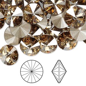 Chaton 48pk crystal golden shadow foil back, Crystal Passions&reg; 10.54-10.91mm rivoli SS47 1122