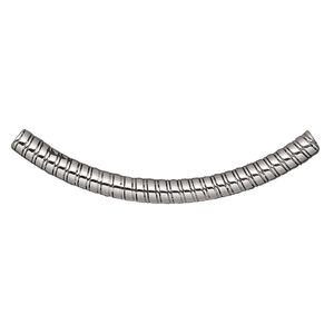 Bead 1pkg2 stainless steel, 50x4mm curved tube / spiral