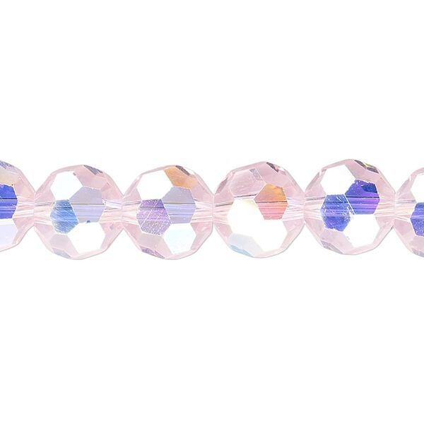 Bead 1pk 32 facets translucent pink AB, Celestial Crystal&reg; 10mm round 15.5-16 inch image number 0