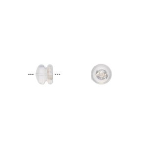 Earnut 1pkg2 14Kt gold, 6x5mm mushroom, silicone clear 1 pair