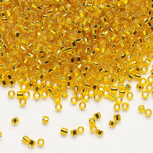 Seed bead, Dyna-Mites&trade;, glass, pkg/40g, #11 round, transparent silver-lined orange, (66:SR 11/0 SR).