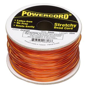 Cord, Powercord&reg;, elastic, orange, 2mm, 21.5-pound test. Sold per 25-meter spool.