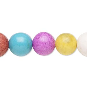 Magnesite / resin 1pkg1, coated round bead 8 inch mixed colors 11-13mm