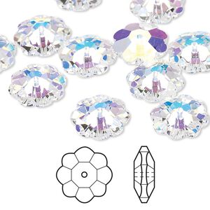 Margarita flower 12pk crystal AB, Crystal Passions&reg; 12x4mm 3700