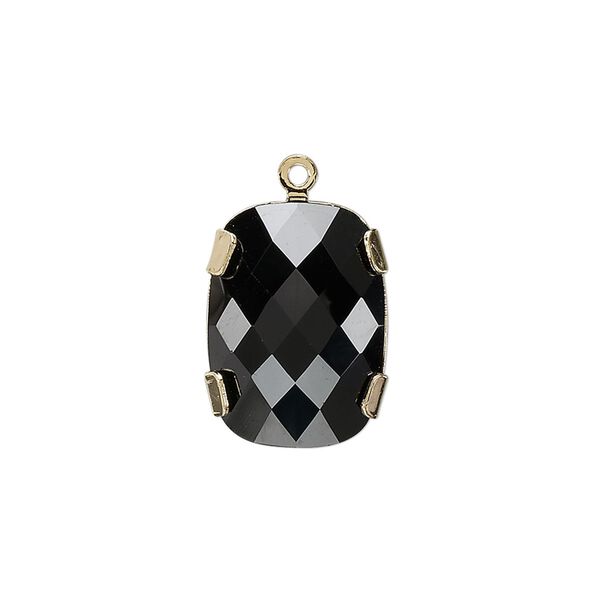 Drop 1pk jet gold plate, Crystal Passions&reg; 18x13mm rectangle 11504 image number 0
