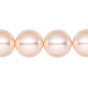 Pearl 10pk peach, Crystal Passions&reg; 14mm round 5811