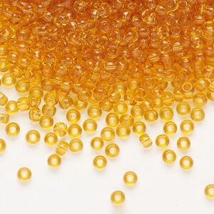 Seed bead, Preciosa Ornela Czech glass, pkg/500g, #8 rocaille, transparent topaz, (10050).