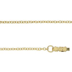 Chain 1pkg10 cable, 1.5mm / snap clasp, gold-finished steel 14 inch